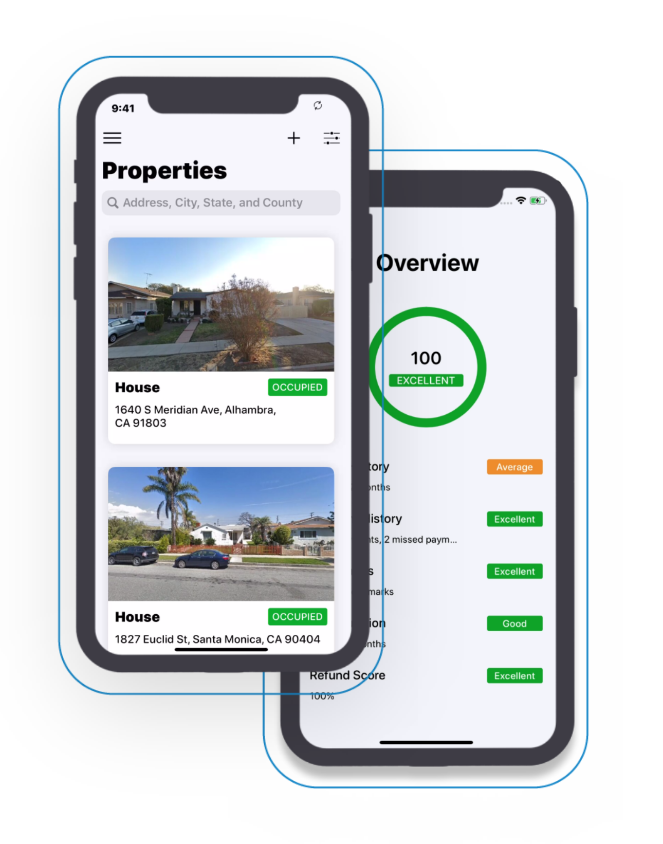 BOLAR property dashboard and score overview displayed on mobile screens
