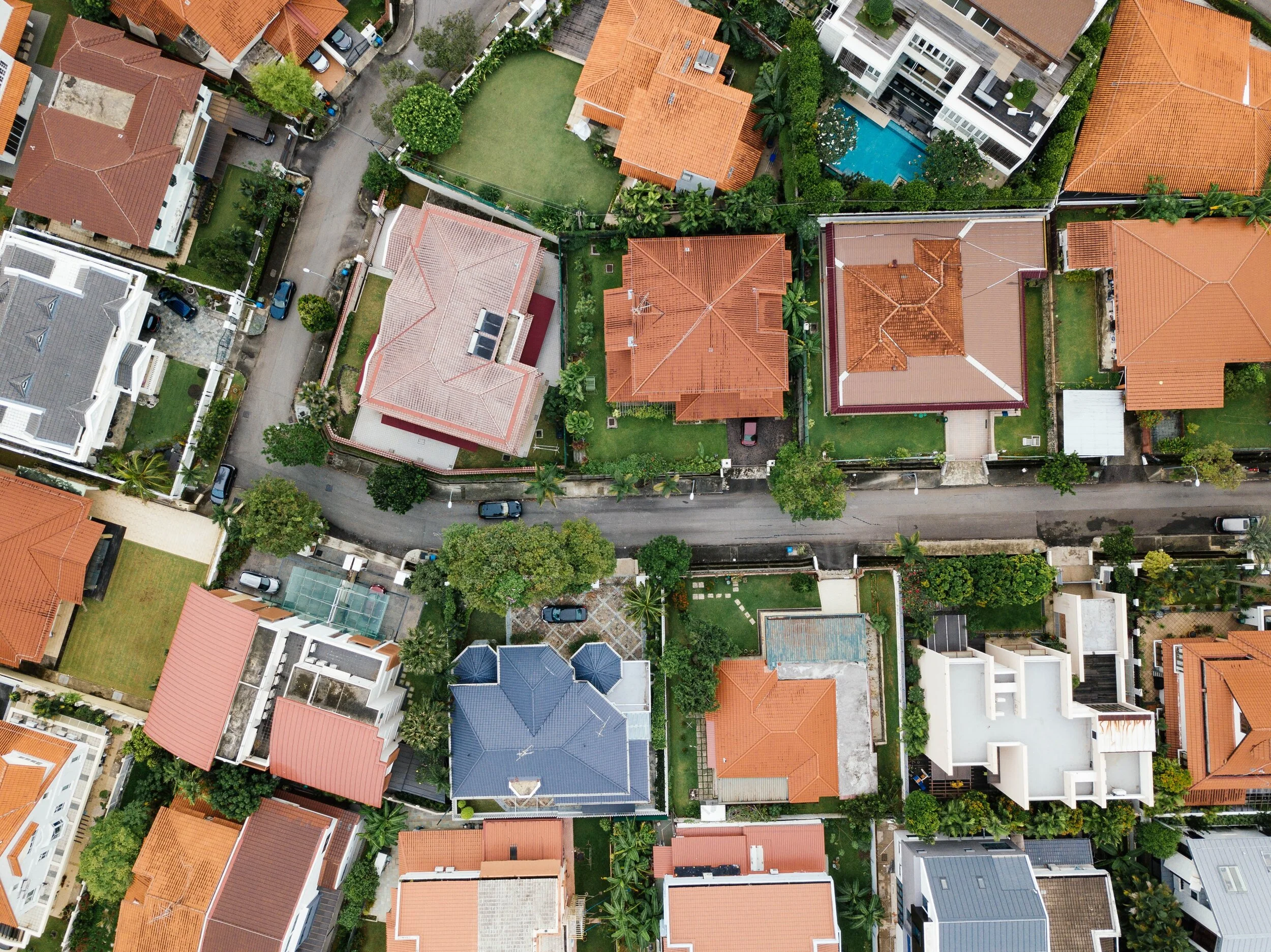 Aerial view of residential rental properties